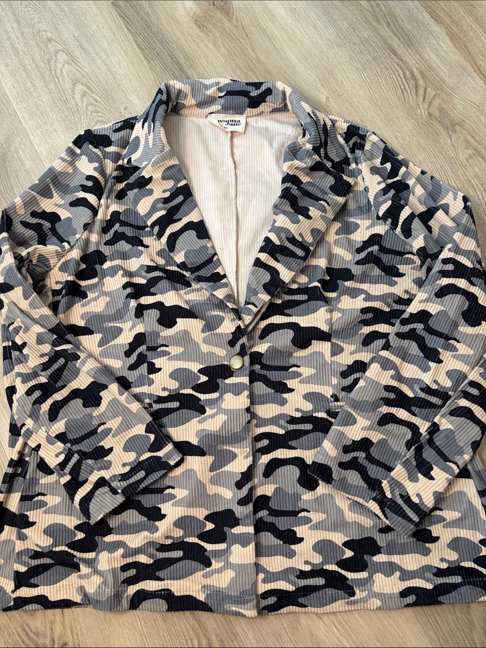 Savanna Jane Camo Corduroy Ribbed Blazer size 2X boutique plus size shaker comfy